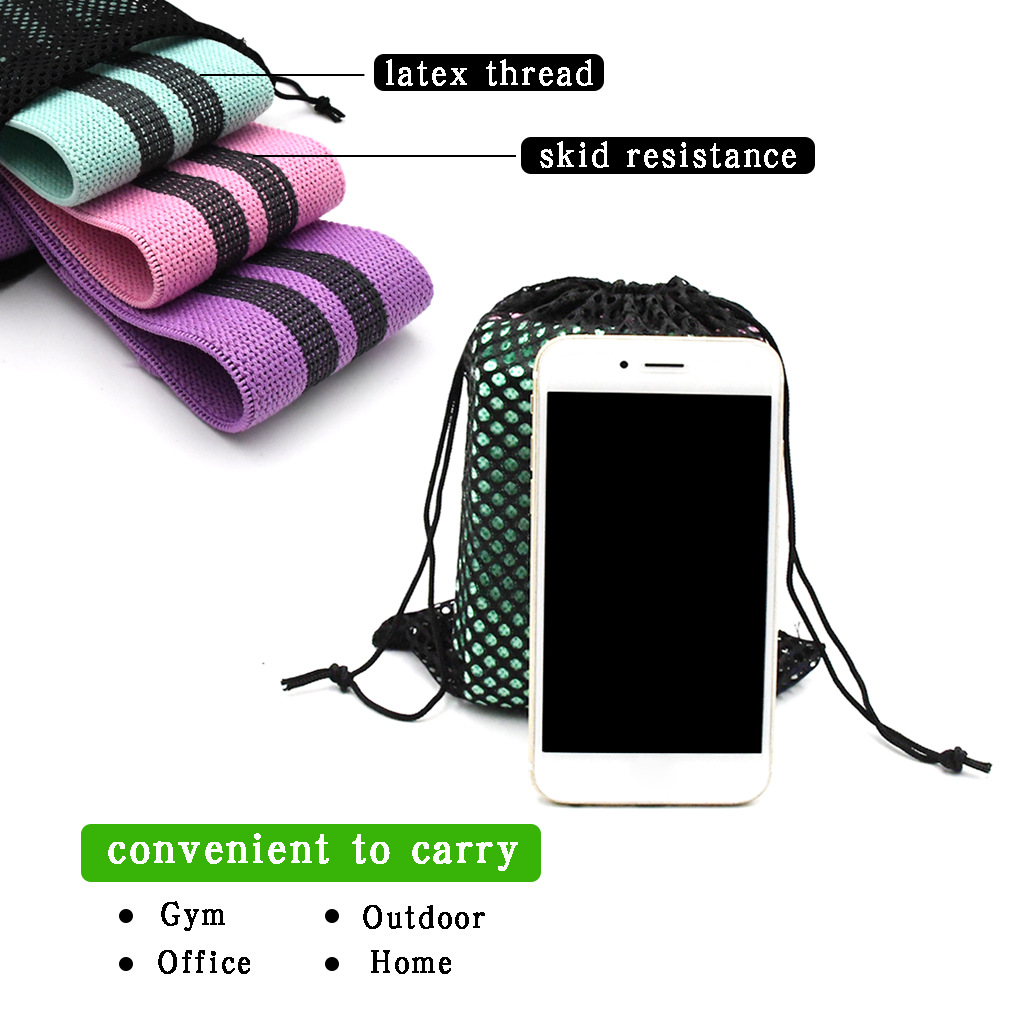 4mm Thick 18lbs Workout Fabric Resistance Bands Cotton Antitear