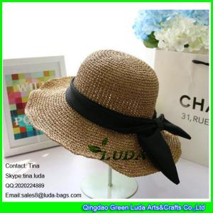 China LDMZ-005 light brown paper straw crochet beach hats wholesale