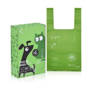 China certified compostable dog waste bags with easy-tie handles wholesale