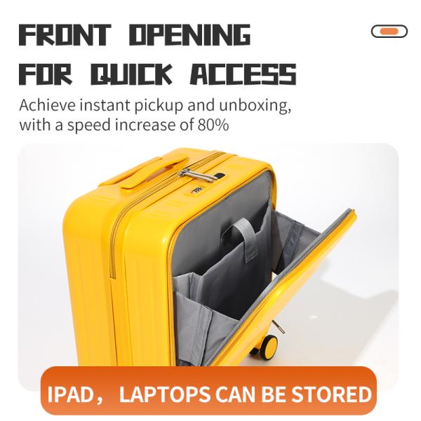 18 inch mini suitcase Carry-on travel luggage ABS New Multi-Functional Front-Opening Suitcase Hard-Shell Suitcase with Spinner Wheels Front-Opening
