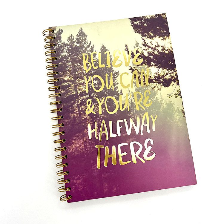 Hole Punch Golden Binding Spiral Notebook Printing Blank Pages