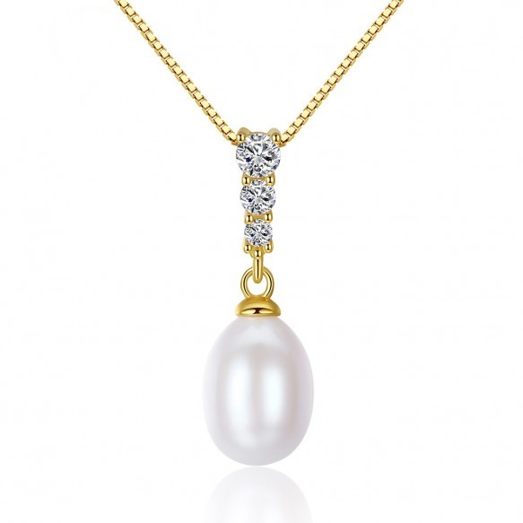 Freshwater Pearl Pendant Necklace in 925 Sterling Silver For Women