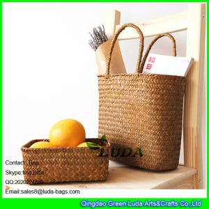 China LUDA handmade seagrass straw bag and storage bin sets wholesale