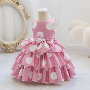 China 7Y-8Y Kid Polka Dot Princess Birthday Dress 60% Cotton wholesale
