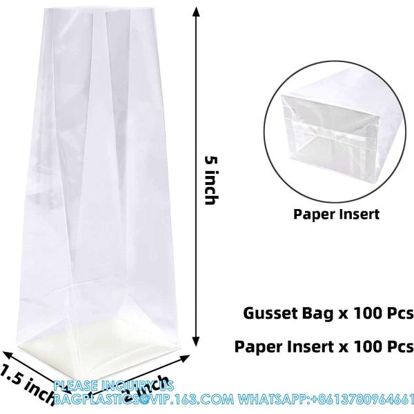 Opp Pla Packaging Bag Candy Bopp Clear Block Bottom Pouch Opp Square Bottom Bag Opp Cello Gusset Square Bottom Bag