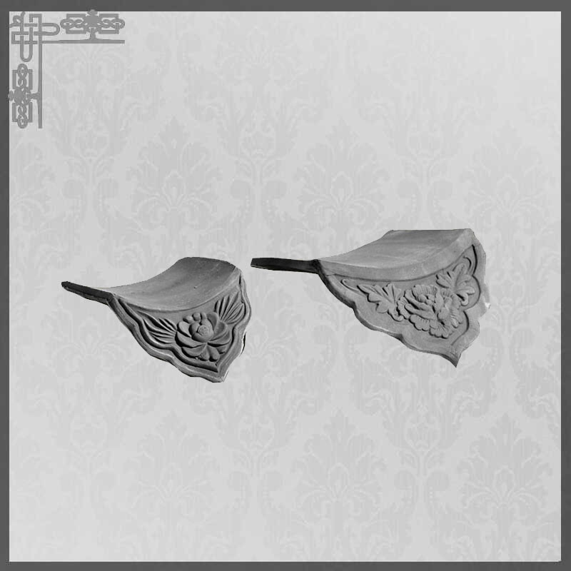 Traditional 180mm Chinese Clay Roof Tiles Grey Matt Unglazed Japanese Roof Tile