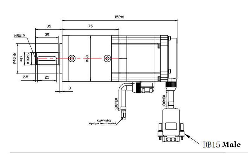 20.8Nm 60mm Small High Torque Servo Motor 75RPM With Gearbox