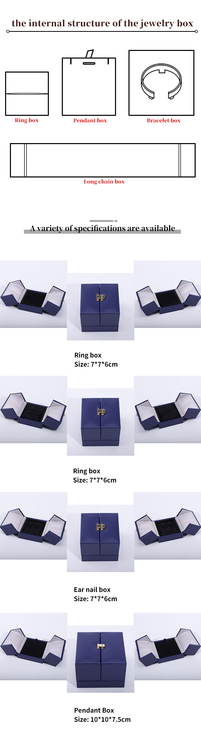 Double Door Storage Velvet Jewelry Box for Newest Style Packaging of Luxury Accessories