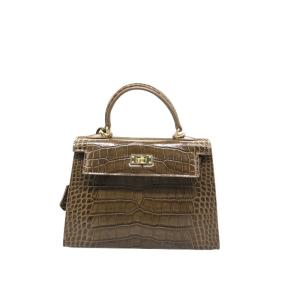 China Genuine Leather Dark Green Fashion Women Handbag Custom Logo wholesale