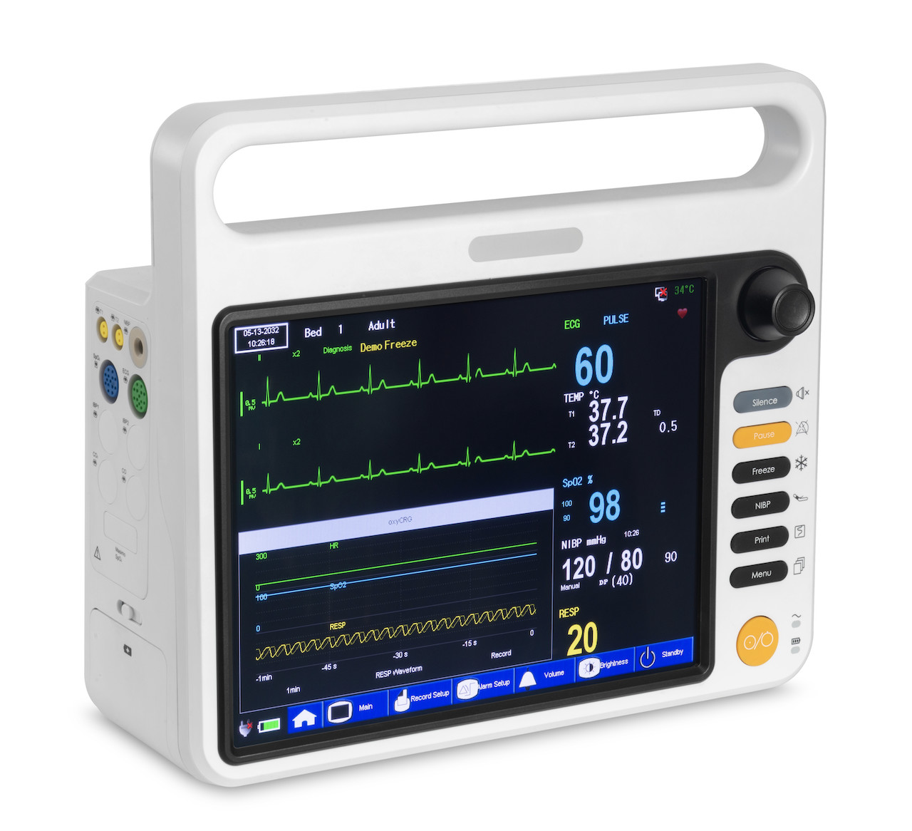 Cardiac Portable Multi Parameter Patient Monitor With ECG SPO2 NIBP Temp Standard