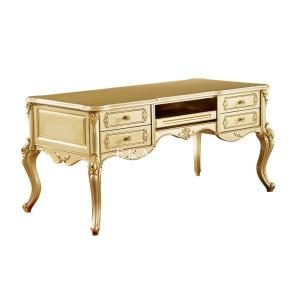 China Classic Home Office Table Carved Gold Wood Vintage Luxury Office Desk wholesale