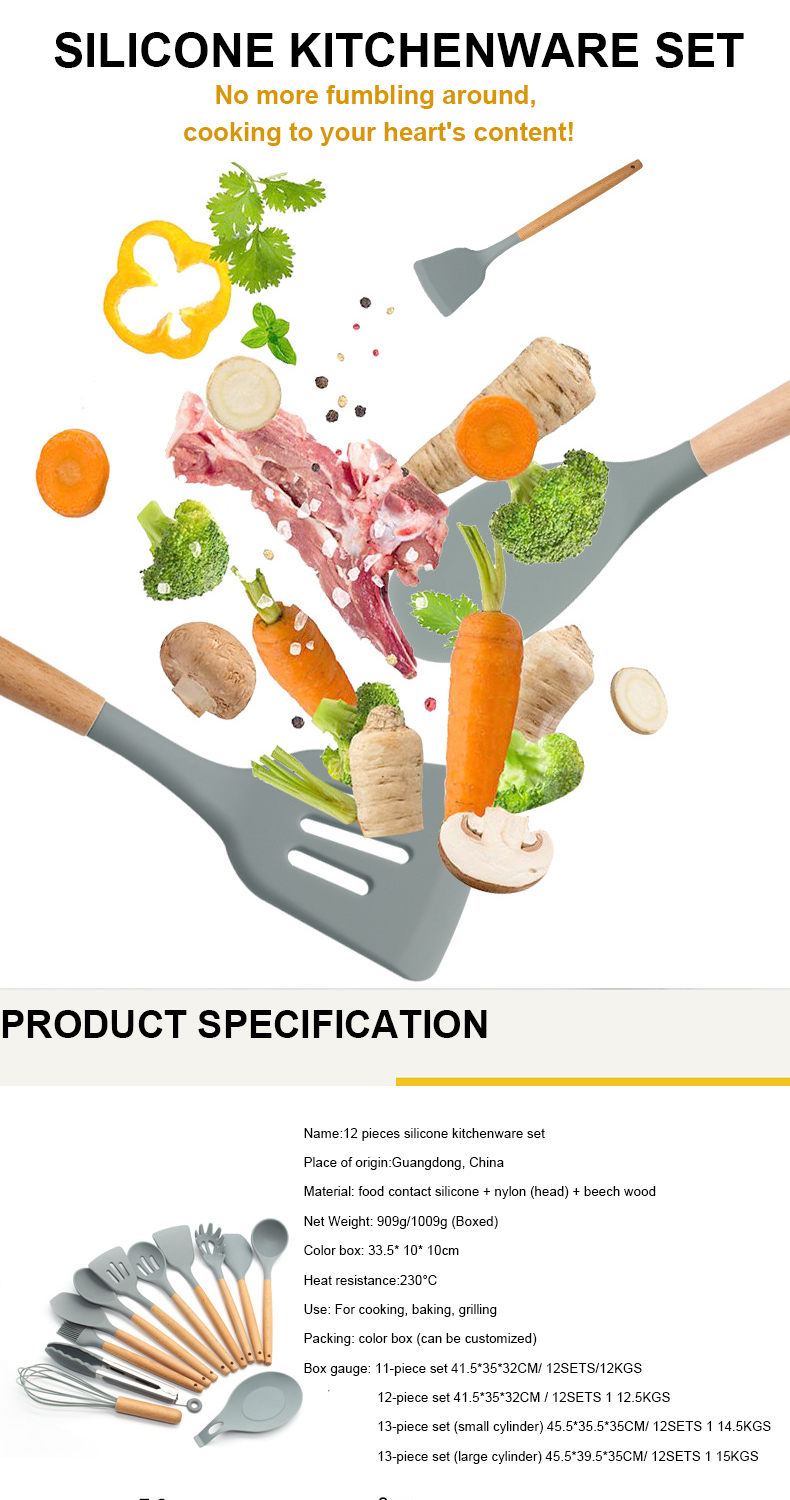 Food Grade Silicone Kitchen Utensil Set Cooking Tool Kitchen Set