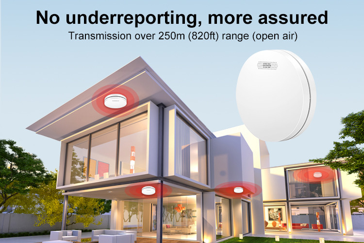 Pure White Round Shape Fire Alarm Smoke Alarm Detector With ABS Fireproof Materia