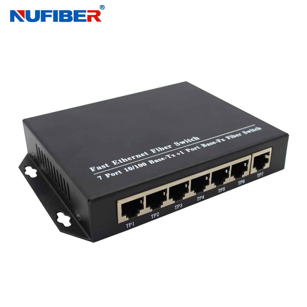7 RJ45 Port Fiber Ethernet Switch Single Mode 20KM Distance Fiber Ethernet Switch