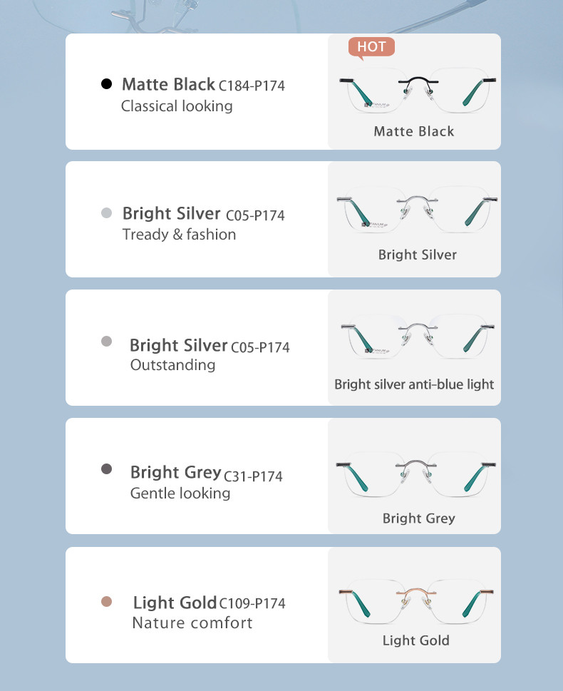 Ultra Lightweight Rimless Titanium Eyeglass Anti Blue Light Durable