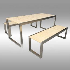 China EN840 Certificate L2130mm Metal And Wood Garden Table wholesale