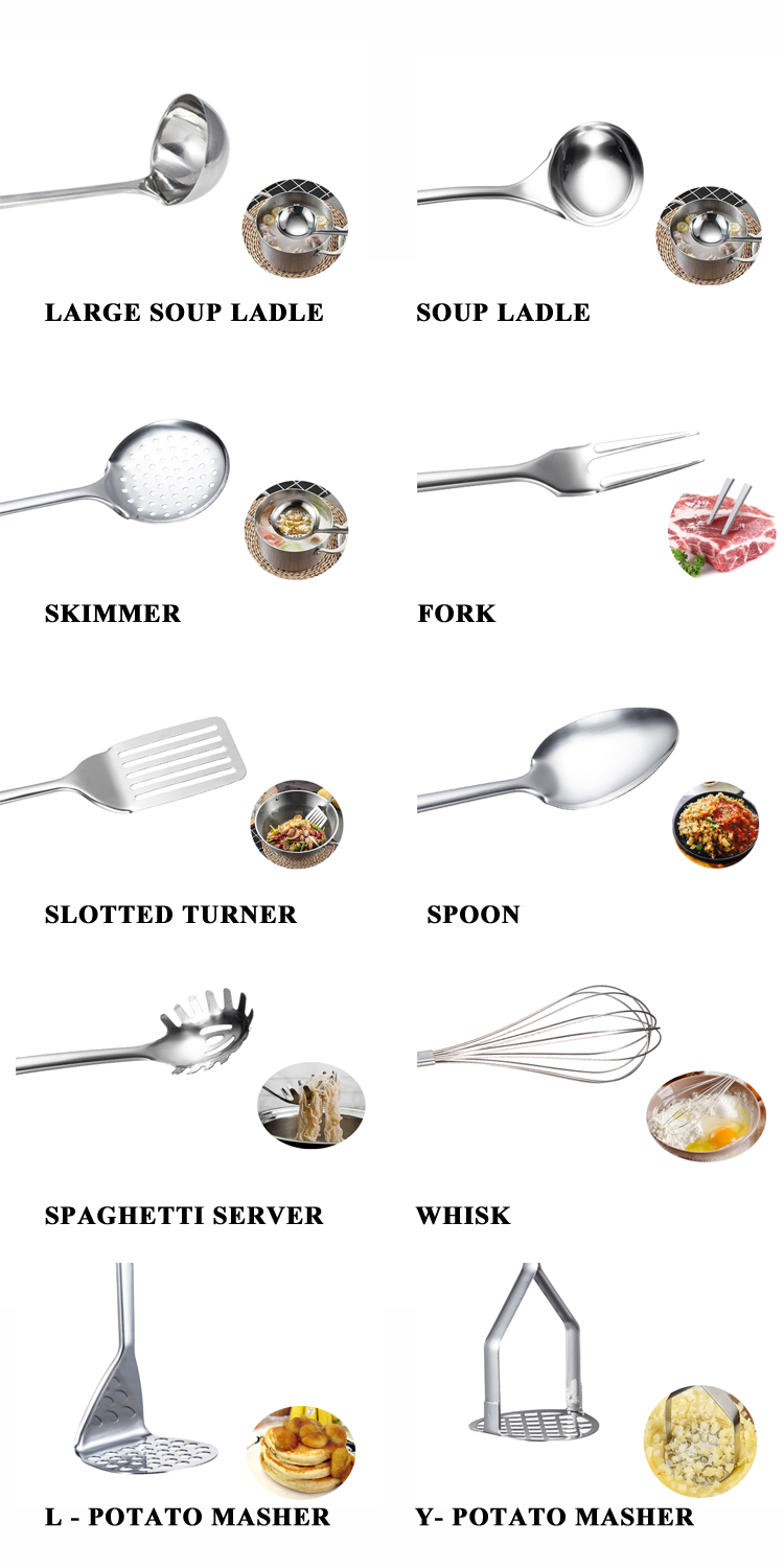 Stainless Steel Cooking Utensils Set Essential Kitchen Gadget for Fruits Vegetables
