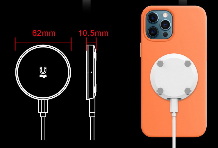 Super Mini Magnetic Wireless Charger Waterproof Charging Magnetic Mount PC Anti Slip Top