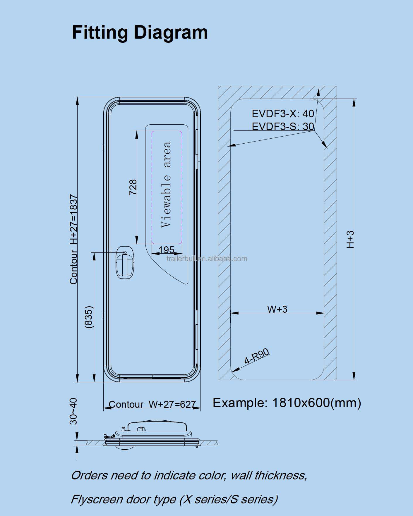 EuroVision EVD8S-1810x600 Insulation Motorhome Doors Enhanced by Aluminum Alloy Frame