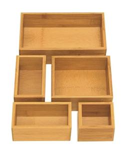 China 5 Piece Bamboo Organizer Box Tasteless Phthalate Free Personalized Design wholesale