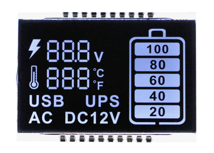 Segment Monochrome Lcd Display , 4.0V Customized Size Lcd Screen Module