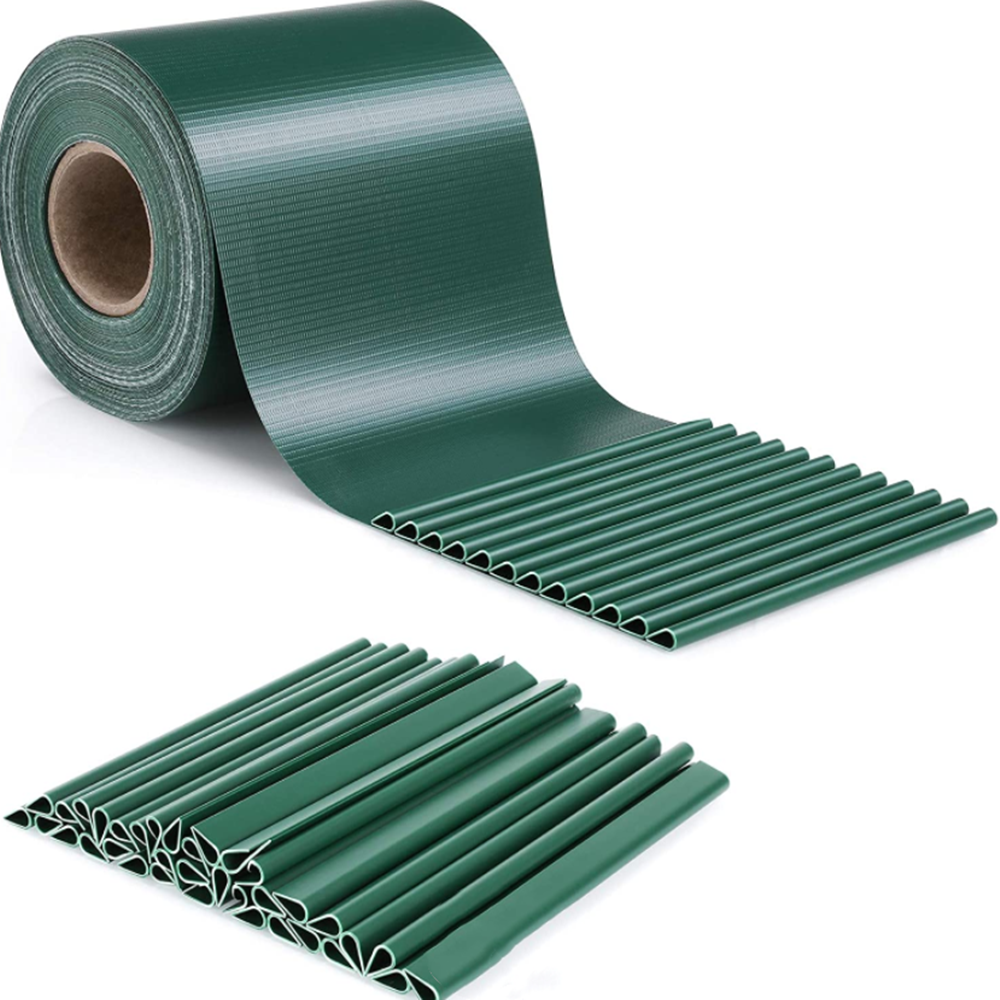 Green Gray Decorative Garden Tape Fence Privacy 450gsm PVC Strip Fence Screen Roll