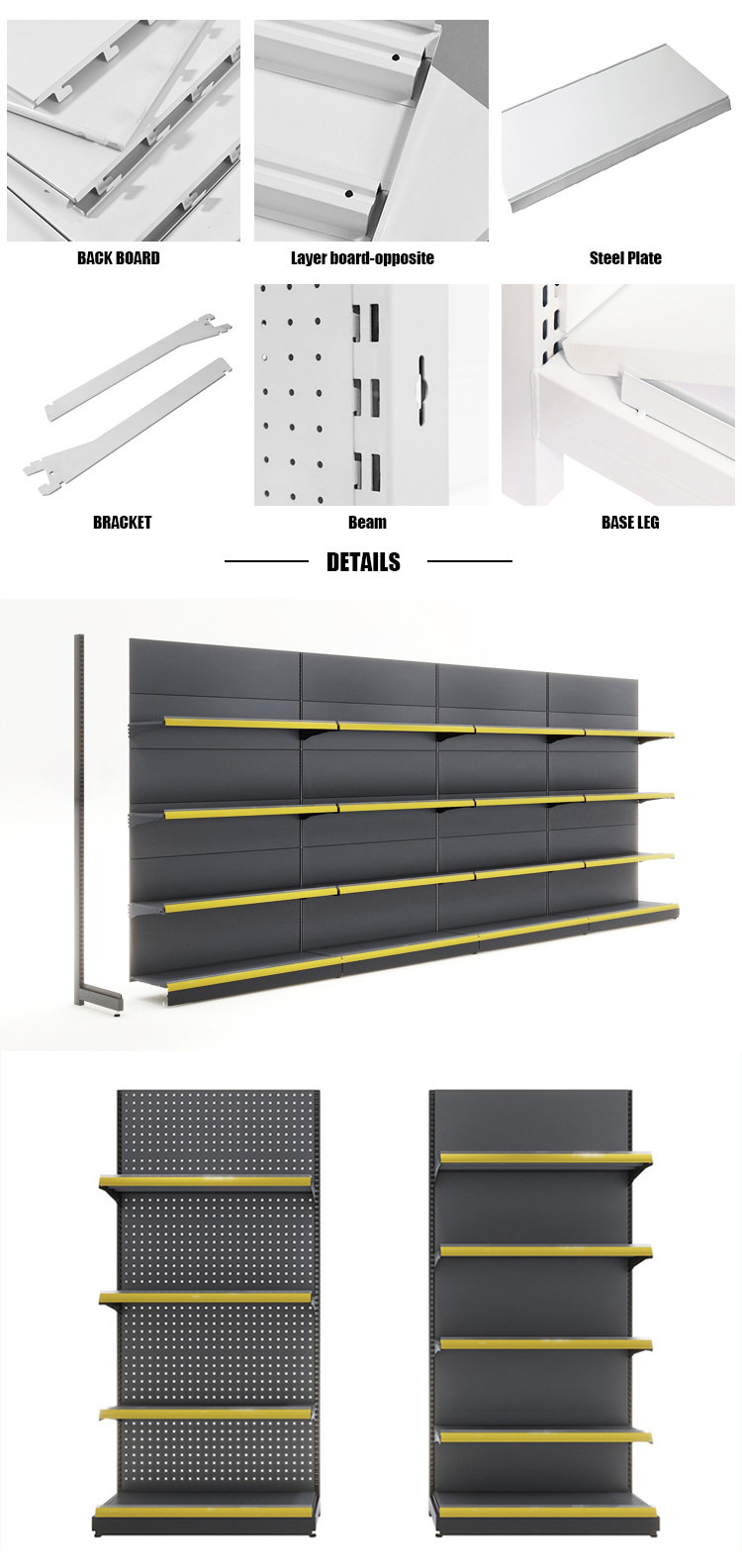 Easy Installed Retail Shelf Display With 30-80KG/Layer Load Capacity