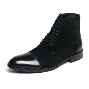 China Elegant Perforation Black Mens Leather Dress Boots wholesale