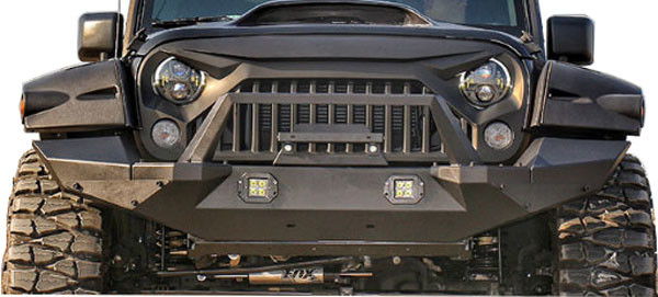 Debris Front Bumper for Jeep JK Black Steel Recovery Bull Bar Winch Bumper for JK Wrangler 07 Onwards