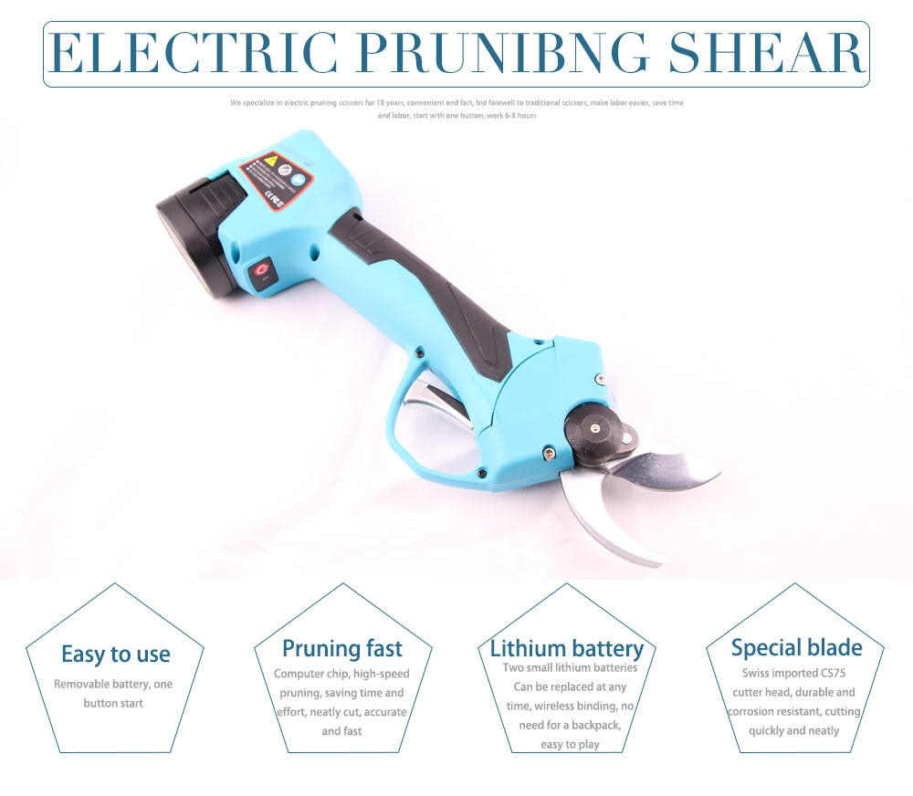 16.8V 2.5CM 건전지 과수원 Pruer 전기 가지 치기는 손가락 보호를 가진 가위를 깎습니다 Electric Pruning Scissors