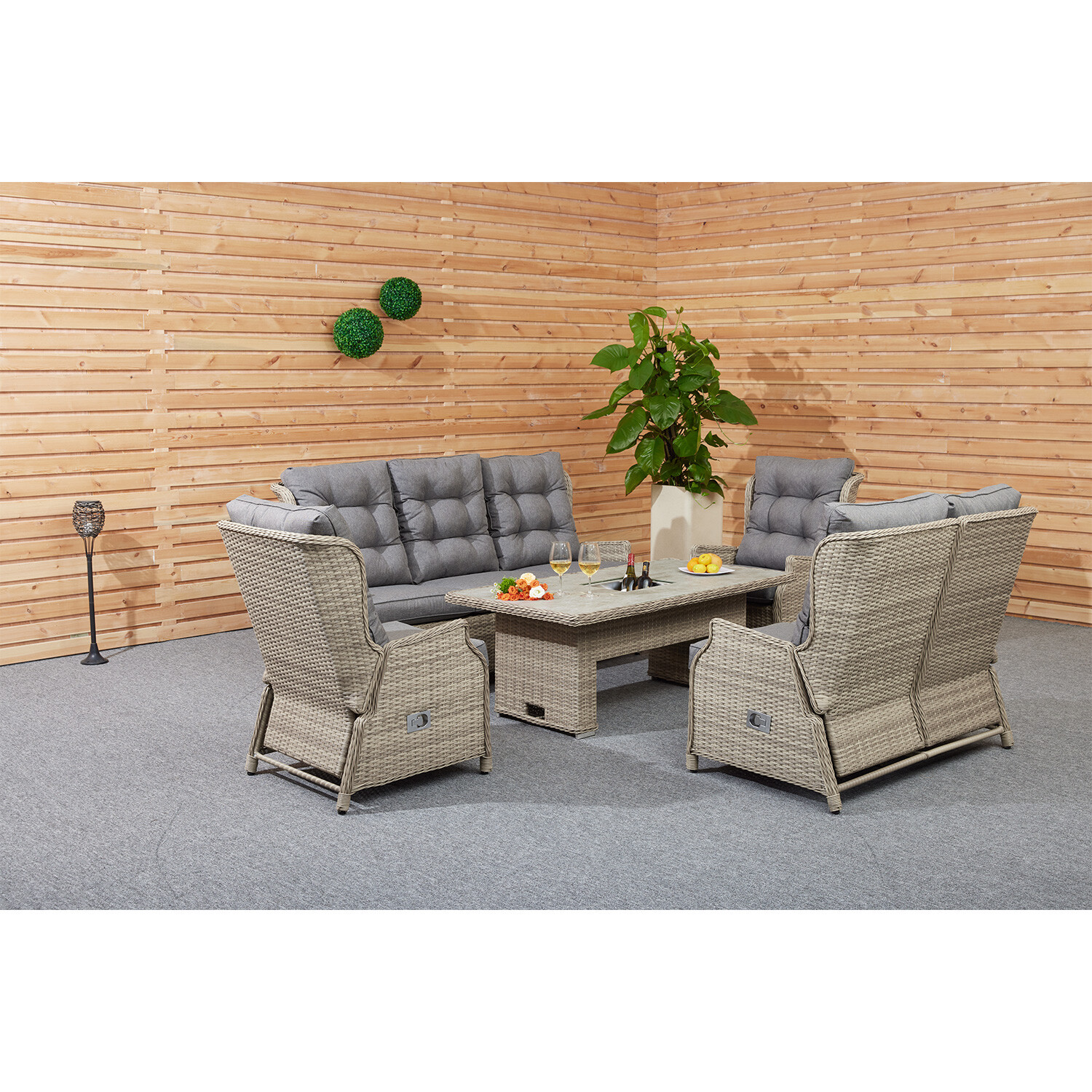 Modern and Luxurious Reclining Sofa Set for Your Garden by AJUNION Adjustable Table Height