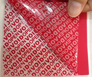 China PET Film Material Self Adhesive Security Labels Red Security Tape wholesale