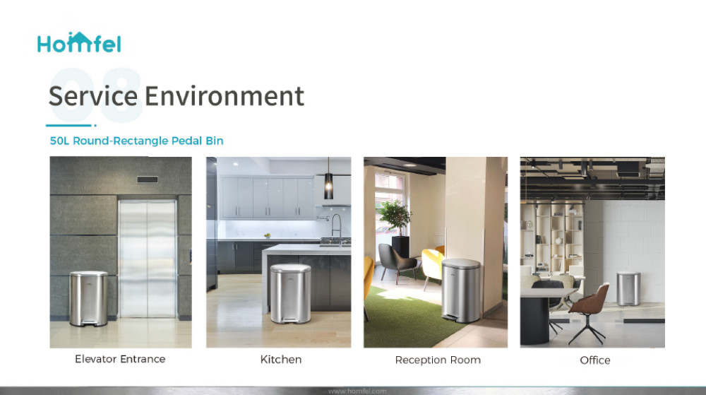 rounded rectangle trash can Stainless Steel Rolling Cover Step Pedal Trash Bin for kitche bathroom Office 6L 12L 30L 50L