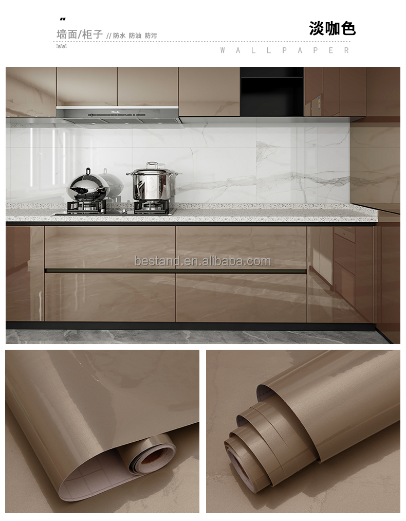 60cm*10m Kitchen Wall Paper Sticker High Glossy Oil Proof Kitchen Wallpaper