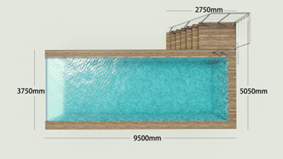 Customized Stainless Steel Above Ground Pool with Coffee Color Wood Plastic Board