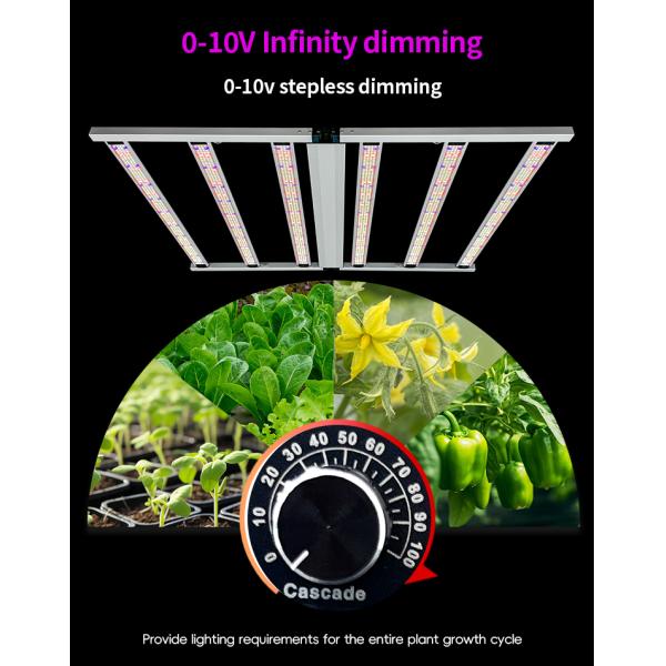 650W Led Grow Light Greenhouse Commercial Full Spectrum Dimmable 6 Bar for Indoor Growing
