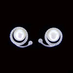 China Plating Silver Pearl Earrings Stub / 925 Sample Freshwater Pearl Jewelry wholesale