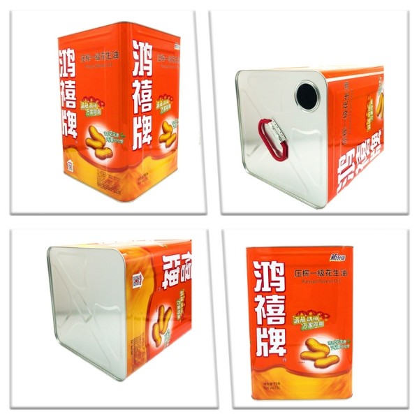 Empty Metal Edible Oil Tin 15L Olive Tin Container With Handle