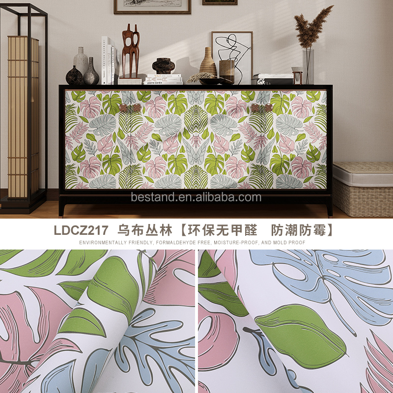 PVC Vinyl Peel And Stick Botanical Wallpaper 60cm Self Adhesive Wallpaper Flowers