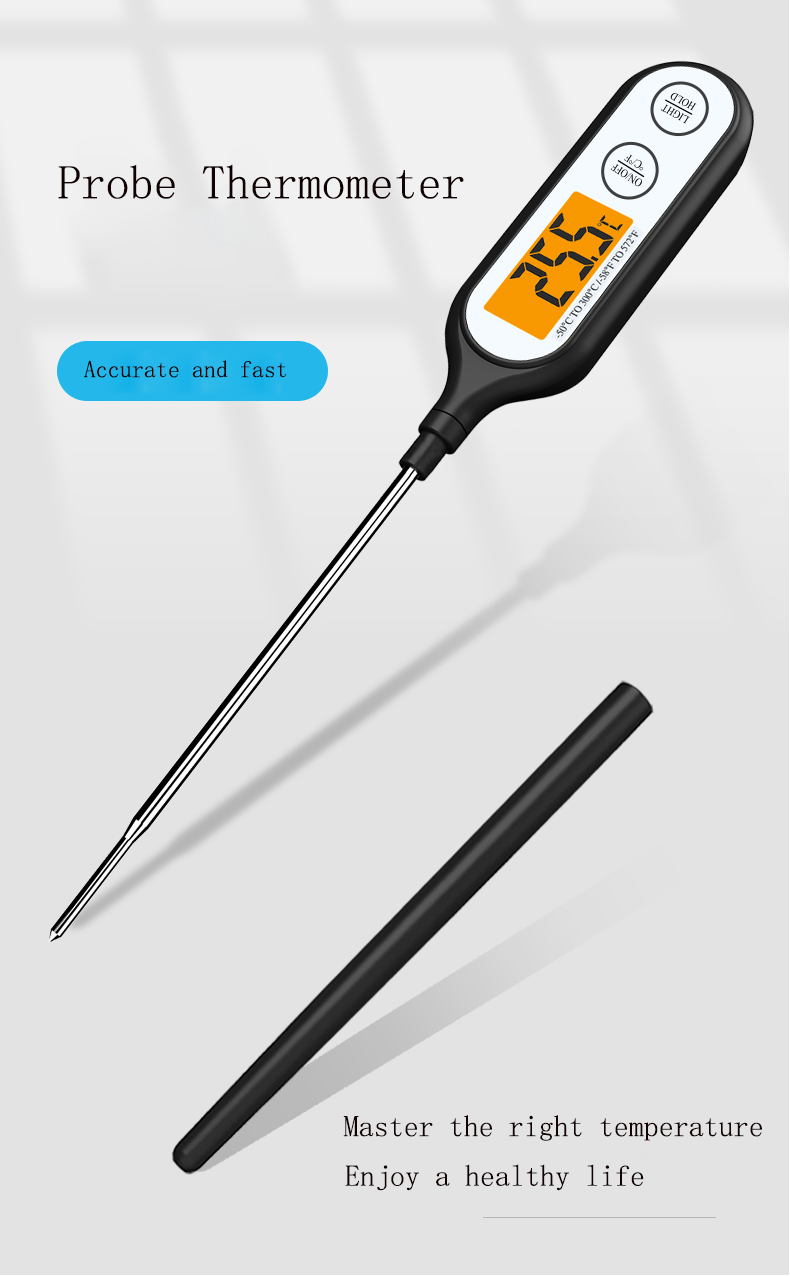 OBM Supported Indoor And Outdoor Digital Probe BBQ Thermometer For Safe Meat Cooking