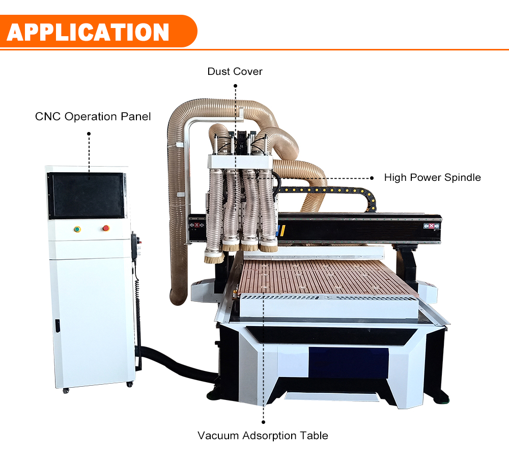 Max. Working Speed 25000mm/min 1300×2500mm Working Table Size Woodworking CNC Router