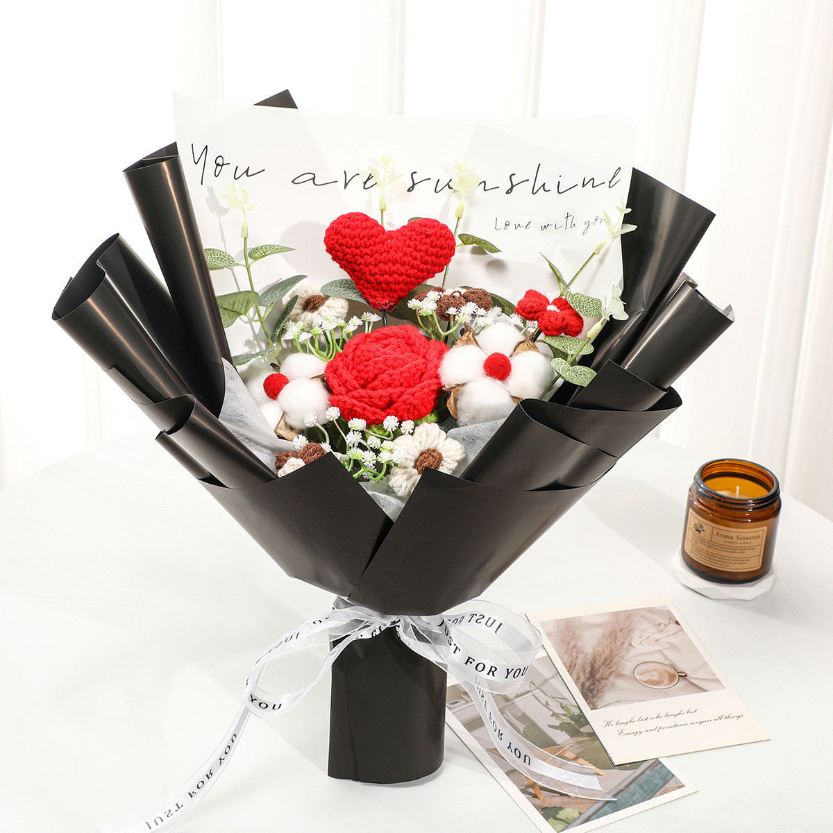 Cross-border handmade wool knitted woven rose immortal flower simulation bouquet finished product 38 goddess women's day mother's day