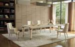 Embroidery Leather Cover Luxury Modern Dining Tables White Tempered Glass Top