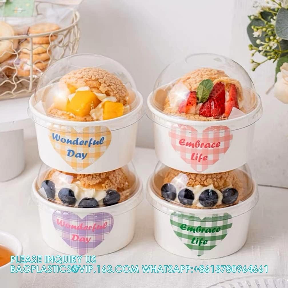 Disposable Ice Cream Cups With Lids And Spoons For Freezer, Dessert Cups Ice Cream Bowls Snack Containers