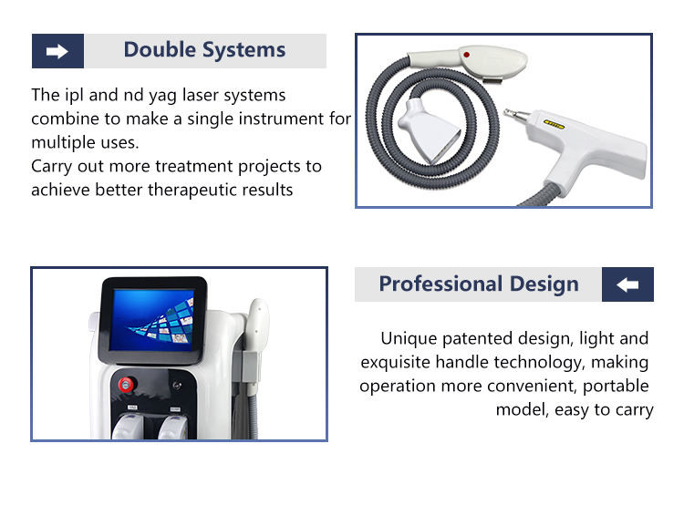 1200w 2 In 1 IPL OPT SHR Portable Nd Yag Laser Tattoo Removal Equipment
