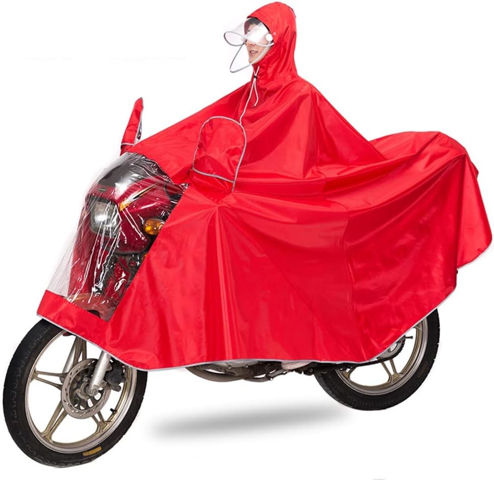 Unisex Adult Rain Poncho Outdoors Bike Ebike Motorcycle Scooter Cycling Jacket Raincoat Hooded Cape, Purple, 6XL