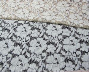 China Grey Elastic Cord Lace Material / Floral Viscose Nylon Cotton Fabric CY-DK0011 wholesale