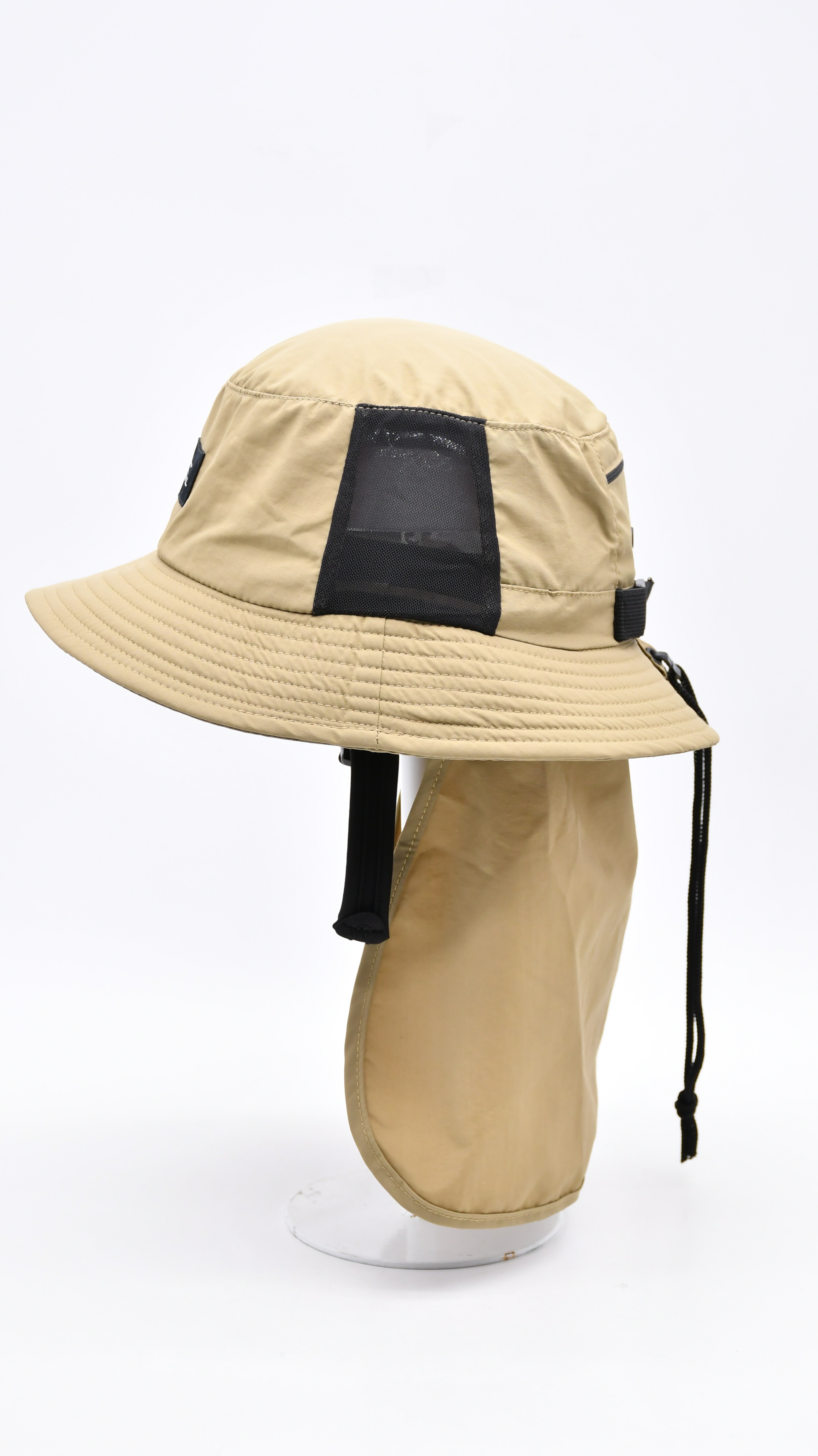Custom Logo Fisherman Bucket Hat 100% Poylester With Scarf Protection On Sun