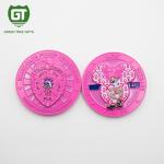 3D effects Disney Round challenge Coin with dyed pink metal