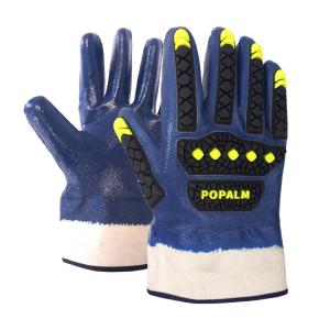 China Waterproof Breathable Comfortable Anti-Collision TPR Blue Nitrile Safety Cuff Labor Protection Gloves wholesale